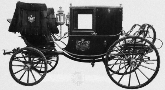 Victorian era horse drawn carriage.