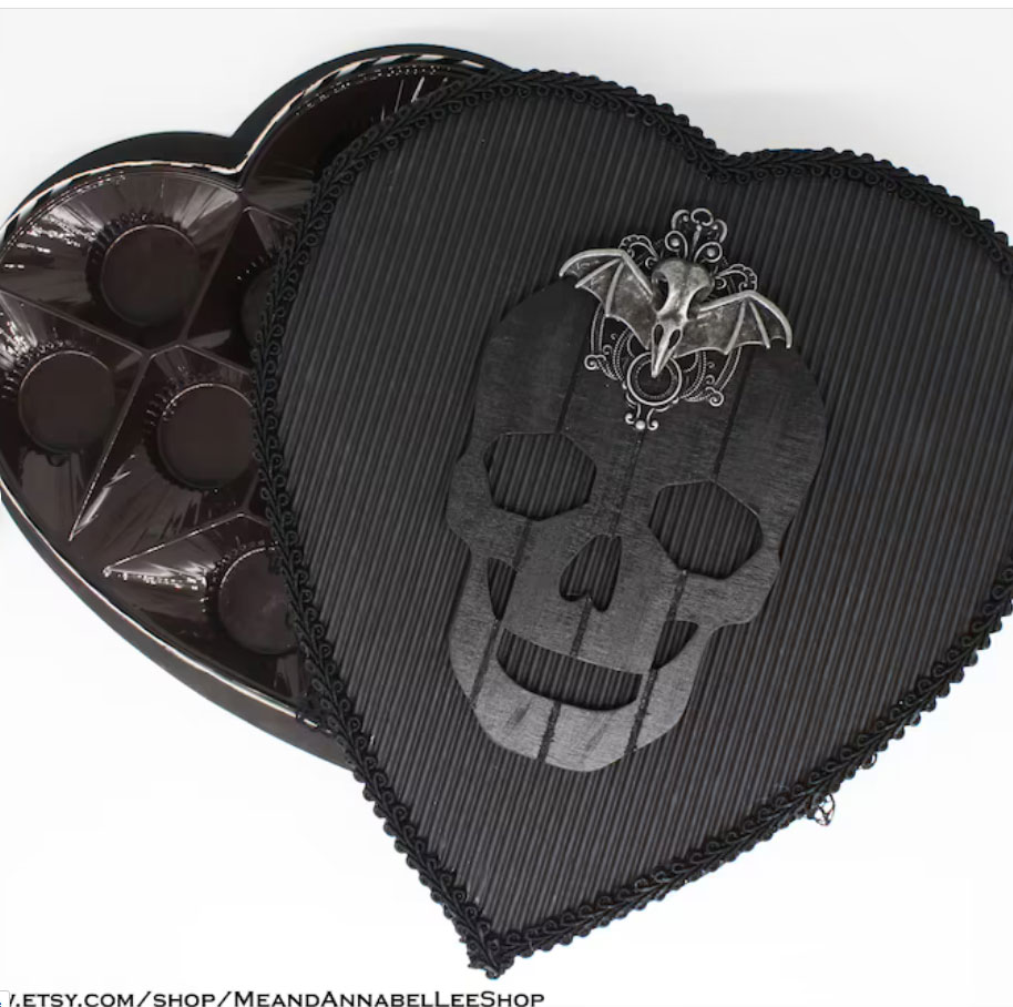 Gothic skull and bat gift box. 
