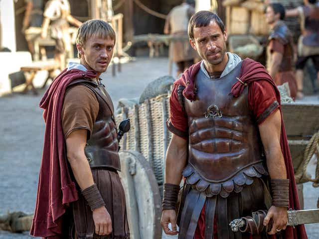 Risen the film image with Tom Felton and Joseph Fiennes. 
