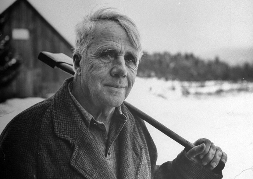 Poet Robert Frost pictured on his farm. 