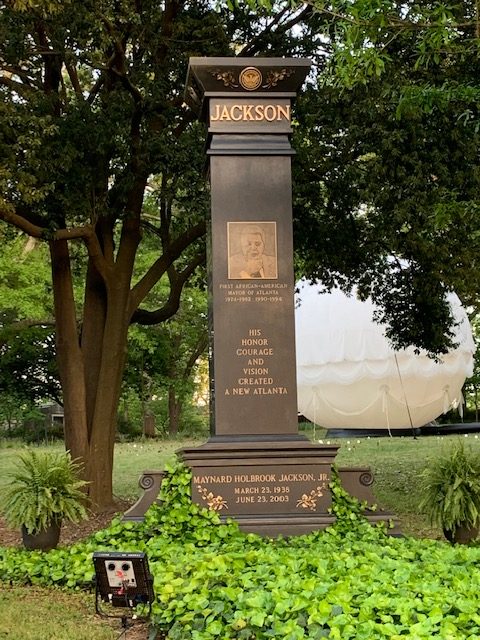 Maynard Jackson's memorial at Oakland Cemetery. 