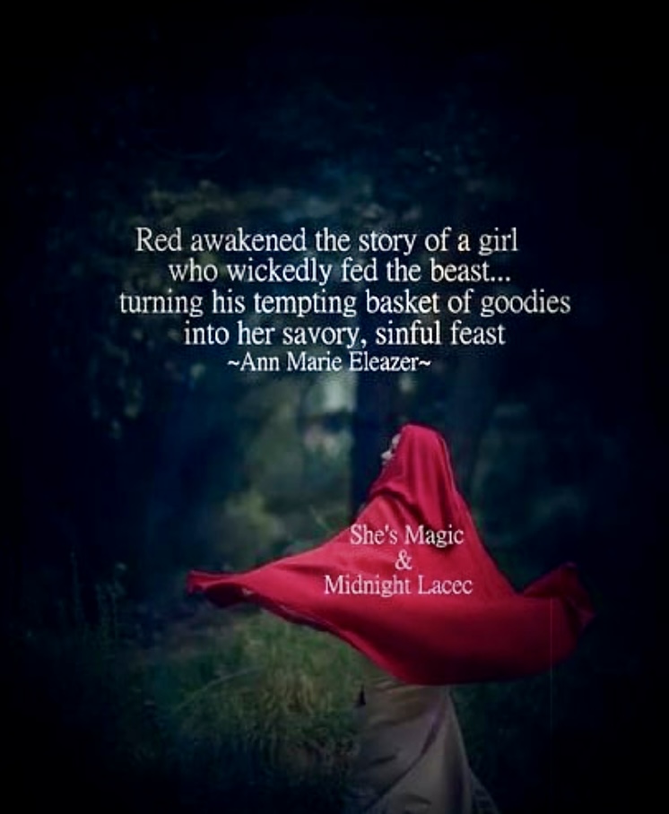 Little Red Riding Hood pictured with a poem.