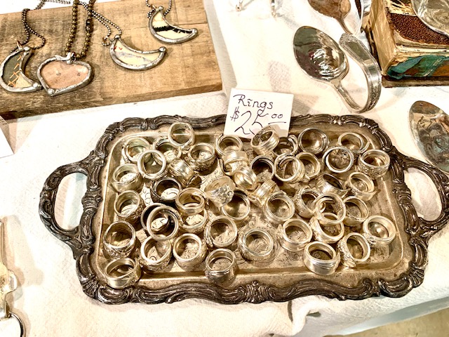 RIngs in a tray for sale. 