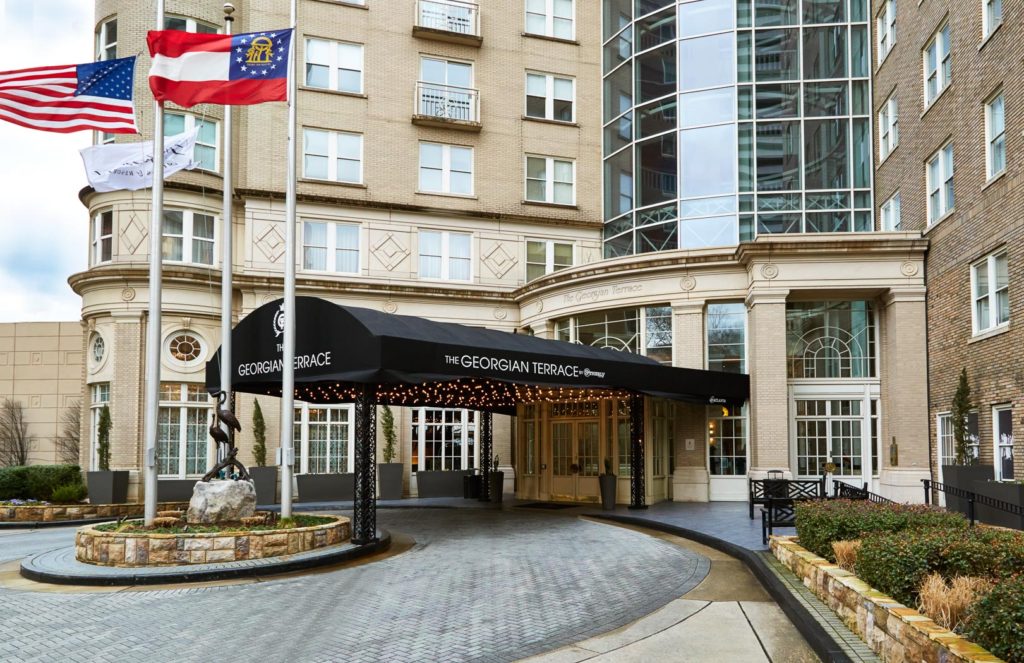 Entrance to the Georgian Terrace Hotel in Atlanta, Georgia. 