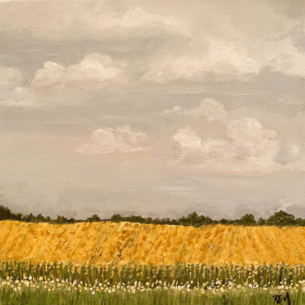 Picture of a roadside meadow painted by artist Connie Lagoy.