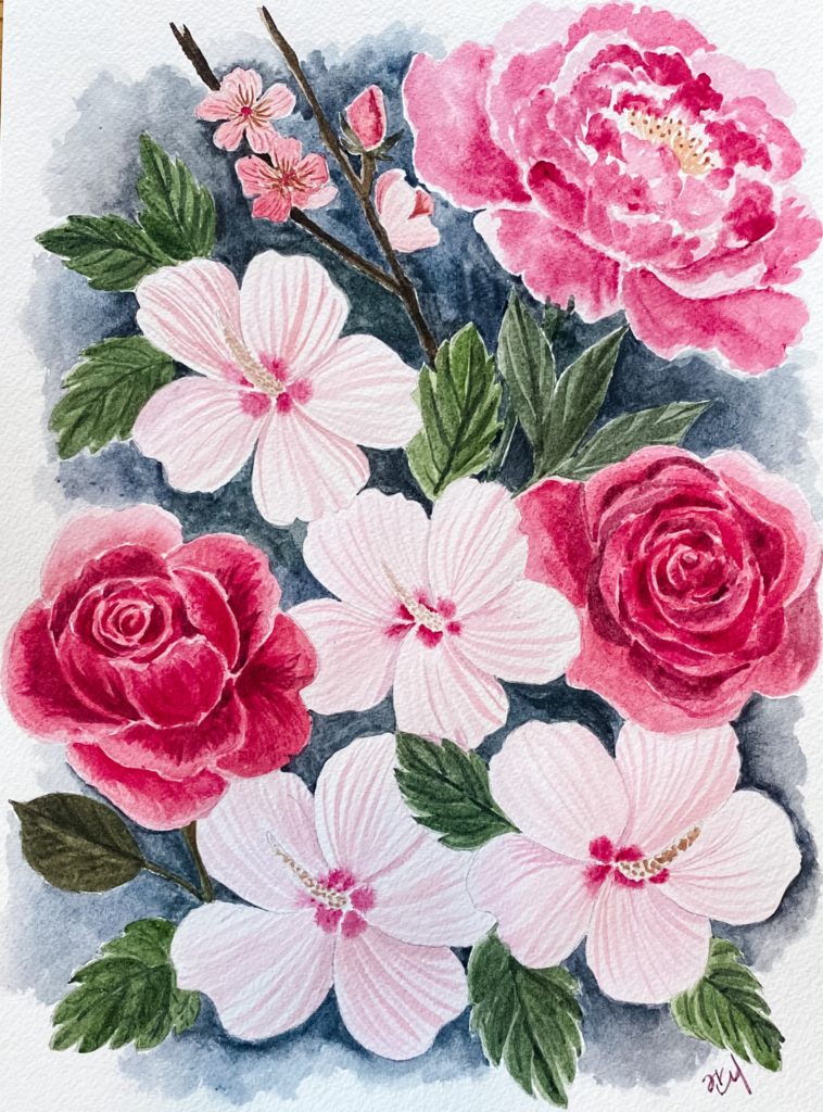 Beautiful flower painting in acrykuc by Connie Lagoy. 