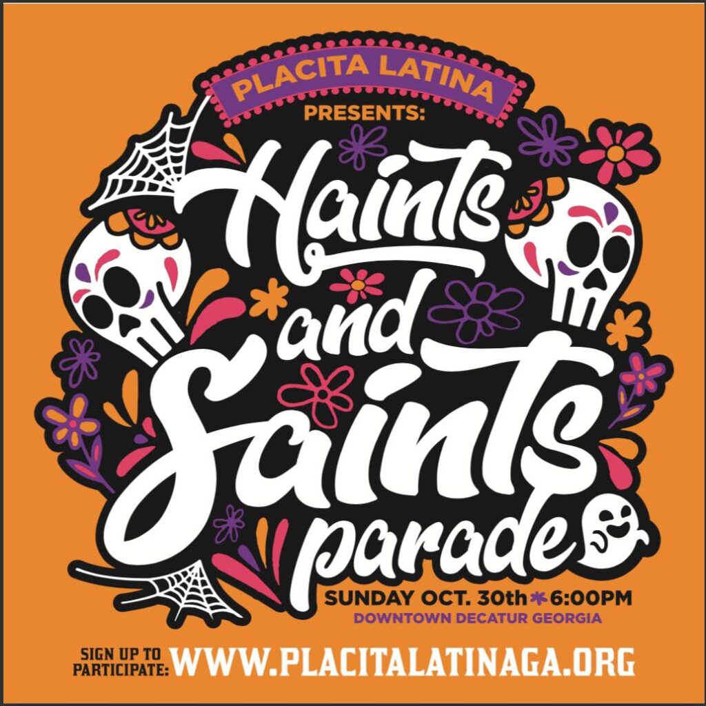 Placita Latina poster for a halloween parade. 